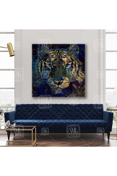 SML TABLO Πολύχρωμο Tiger Digital Art Animal Art Decor Τετράγωνος πίνακας σε καμβά