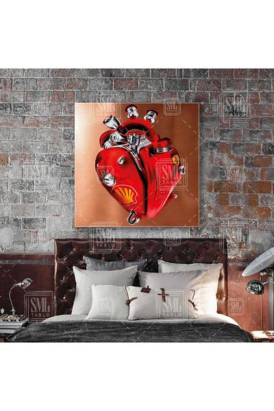 SML TABLO Roșu Ferrari Car Heart Decor mecanic Pictură pătrată pe pânză