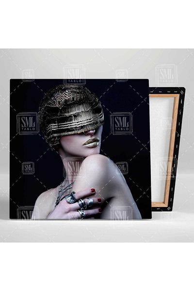 SML TABLO Coafura cu catarama de sarma Accesorii pentru ruj auriu Decor pentru coafura Pictura pe panza patrata