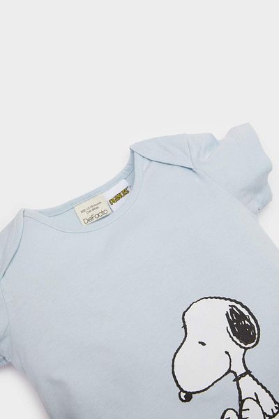 DeFacto Baby Boy Newborn Snoopy Combed Cotton Short Sleeve Jumpsuit E9554A525Sm