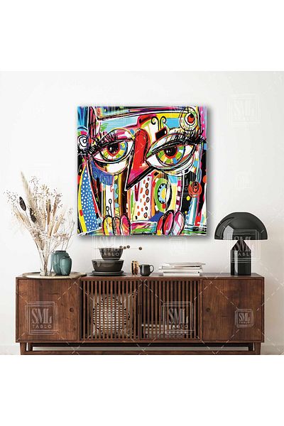 SML TABLO Abstracție Bufniță Artă Modernă Ilustrație Păsări Pictură pătrată pe pânză