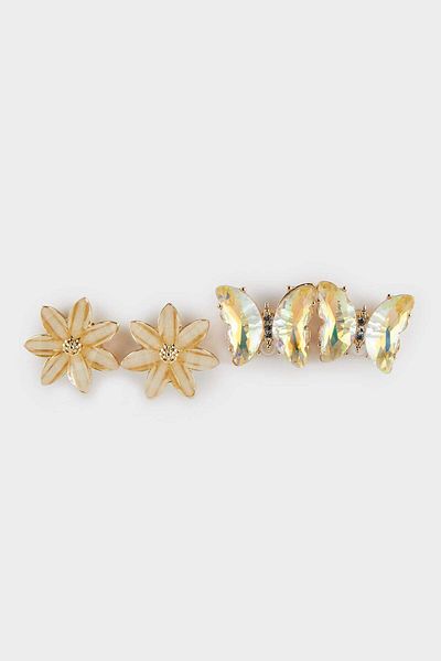 DeFacto Women's 2-Piece Gold Earrings F0716Axns