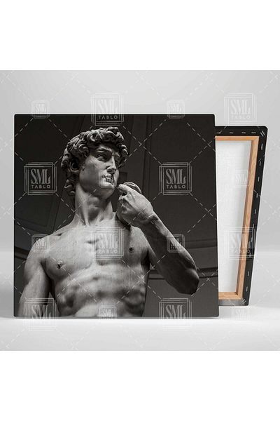 SML TABLO Michelangelo Άγαλμα του Δαβιδ Μοντέρνα Στάτους Δαβιδ Γλυπτό Πέτρινο Τετράγωνο Πίνακας ζωγραφικής σε καμβά
