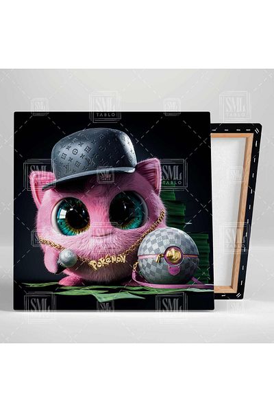 SML TABLO Jigglypuff Pink Cute Pokemon τετράγωνος πίνακας σε καμβά με μικρόφωνο