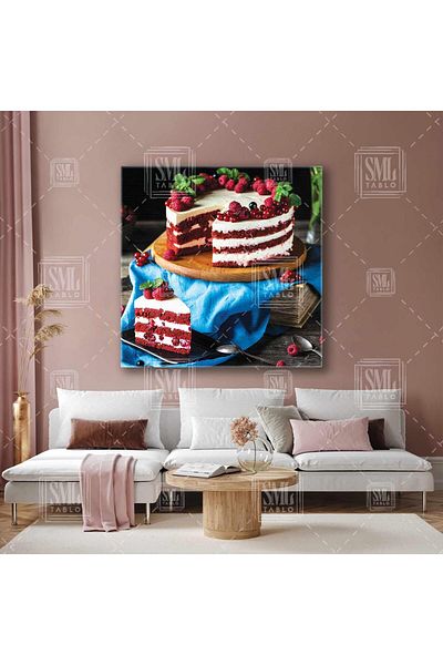SML TABLO Blackberry Pie Velvet Cake Τετράγωνος πίνακας καμβάς
