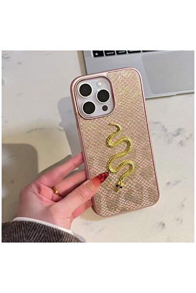 Zebana Apple iPhone 16 Pro Max Uyumlu Kılıf Zebana Golden Serpent Silikon Kıl...