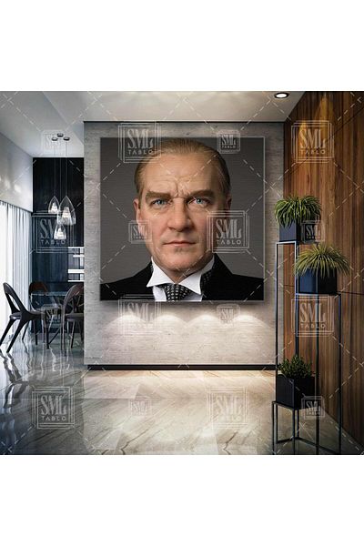 SML TABLO Portretul carismatic al lui Mustafa Kemal Atatürk Pictură pătrată pe pânză