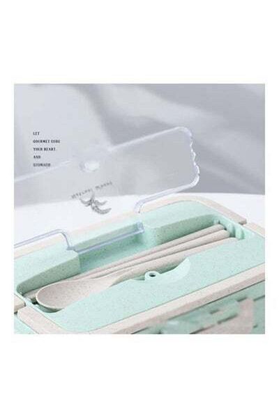 HALAMODO Plastic Lunch Box With Spoon And Chopsticks Assorted 1000ml