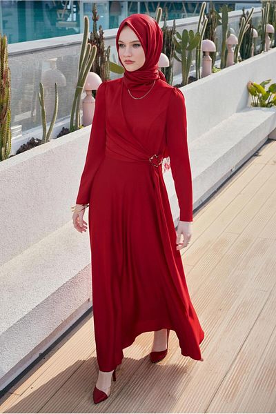 Alvina Belted Satin Dress 45527