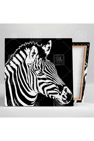 SML TABLO Ilustrație zebră în dungi Siluetă de animale Pictură pătrată pe pânză
