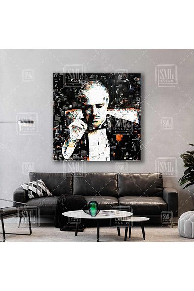 SML TABLO Pictură pătrată pe pânză The Godfather Don Corleone Magazine Collage