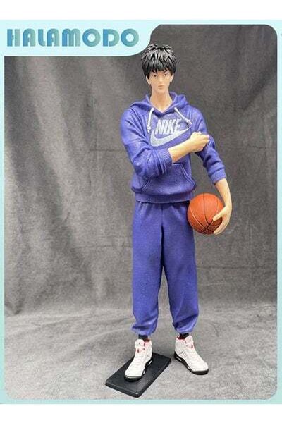 HALAMODO Slam Dunk Super-sized Standing Rukawa Kaede Blue Set, Handmade Model Figure Decoration 31 cm