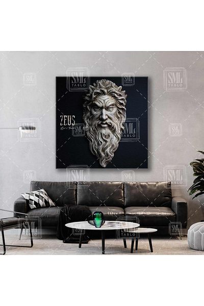 SML TABLO Zeus Zeu Fulger Sculptură Artă Modernă Mitologia Greacă Pictură pe pânză pătrată de marmură