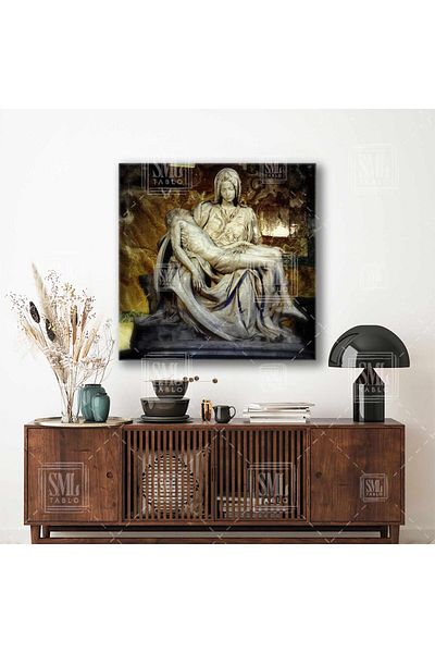 SML TABLO Michelangelo Pieta Άγαλμα Η Παναγία Hz Ιησούς Μαρμάρινα Άγαλμα Τετράγωνο Πίνακας ζωγραφικής σε καμβά