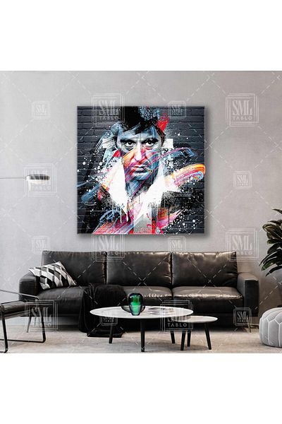 SML TABLO Al Pacino Street Art Graffiti Ταινία με τραυματισμένο πρόσωπο Τετράγωνος πίνακας σε καμβά