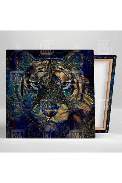 SML TABLO Πολύχρωμο Tiger Digital Art Animal Art Decor Τετράγωνος πίνακας σε καμβά