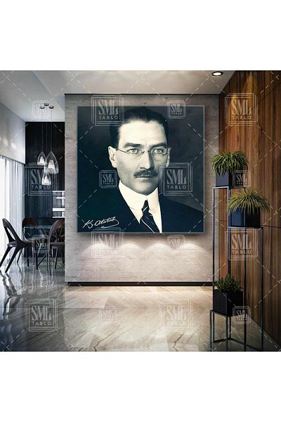 SML TABLO Mustafa Kemal Atatürk Carizma cu ochelari Pictură pe pânză pătrată
