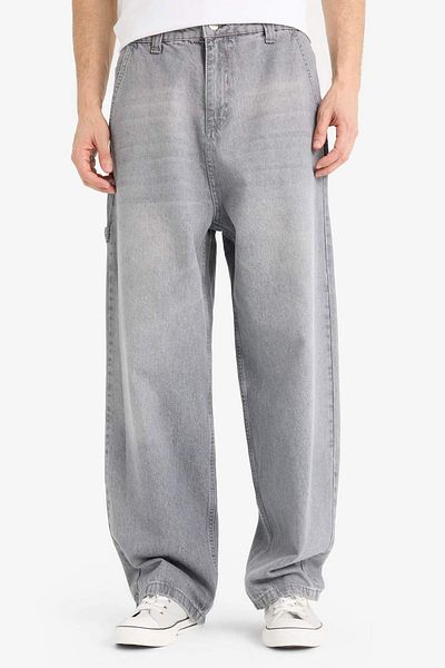 DeFacto 100% Cotton Skater Fit Wide Fit High Waist Wide Leg Jean Pants F3927Ax25Sm