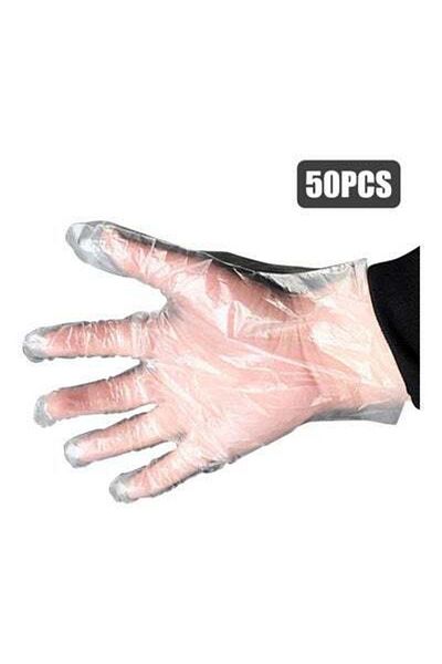 HALAMODO Pack Of 50 Disposable Plastic Gloves Clear 26x2x16cm