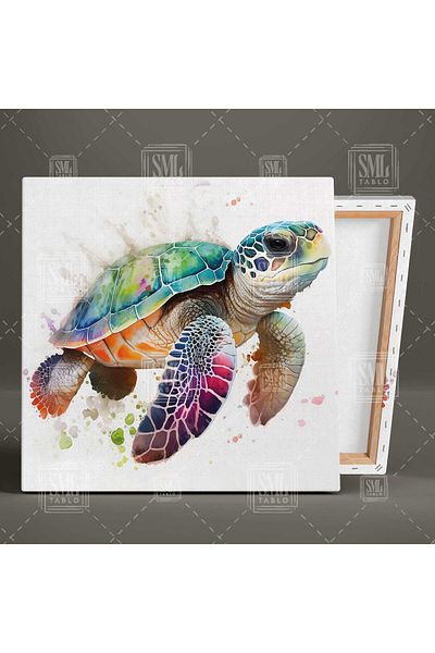 SML TABLO Crabie de apă drăguță cu efect de acuarelă Animal Square Canvas Painting