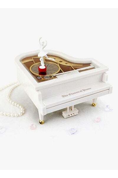 HALAMODO Clockwork Type Rotary Classical Ballerina Girl On The Piano Music Box Toy 14.5x16x9cm