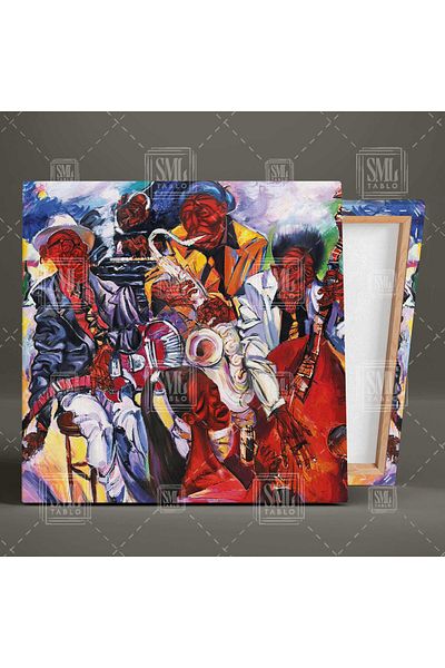 SML TABLO Instrument care cântă Jazz Music Band Brush Traces Square Canvas Painting