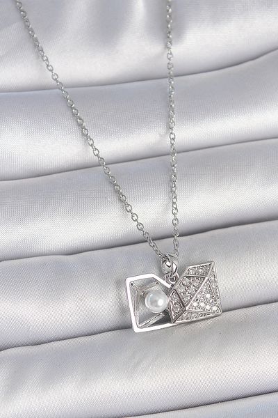 BESKAR 316L Steel Silver Color Chain Zircon Stone Pearl Open Diamond Model Women's Necklace