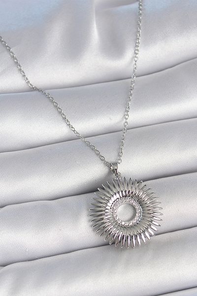 Clariss 316L Steel Silver Color Chain Zircon Stone Nova Star Model Women's Necklace