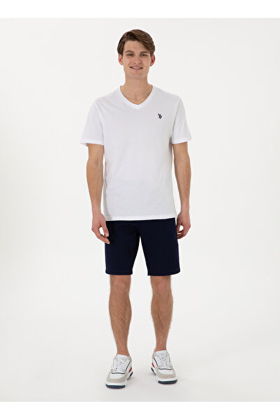 U.S. Polo Assn. Πόλο Ασν. Ανδρικό μπλουζάκι με λαιμόκοψη V λευκό GTS02