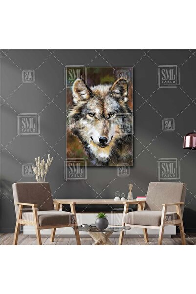 Wolf with Oil Painting Effect Nobility Wild Animal Vertical Canvas Painting
