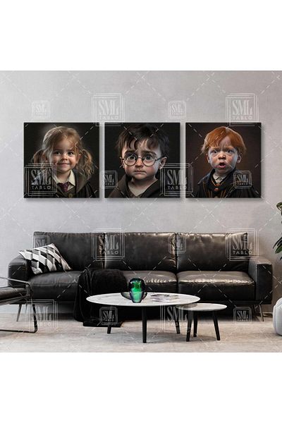SML TABLO Hermione Granger Harry Potter Magician Copilărie Drăguț Combinație Triplă Set de 3 Picturi pe pânză