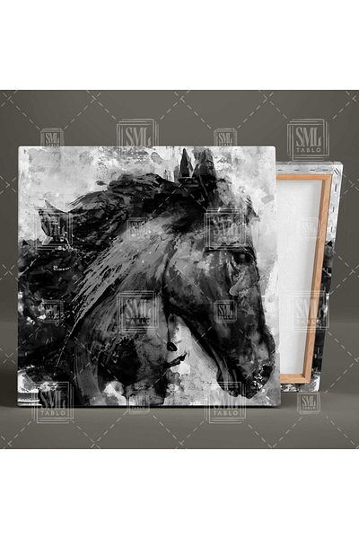 SML TABLO White Noble Horse Paint Splashes în stil grunge Decorativ dublu combinație de 2 picturi pe pânză