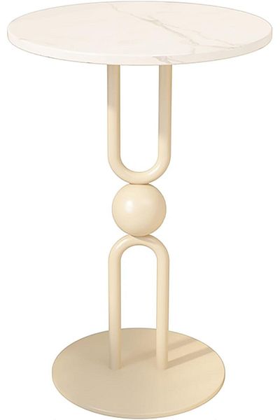 Generic Metal and marble side table 35 x 55 cm - white