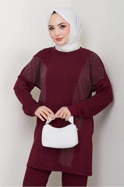 TRENDTESETTÜR ΓΥΝΑΙΚΕΙΟ ΠΛΕΚΤΟ ΣΕΤ ΜΕ ΠΑΝΤΕΛΟΝΙ ΜΠΟΡΝΤΟ T 7075