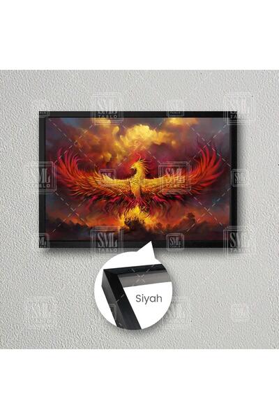 SML TABLO Kanatlarını İki Yana Açmış Uçan Anka Kuşu Vahşi Hayvan Manzara Çerç...