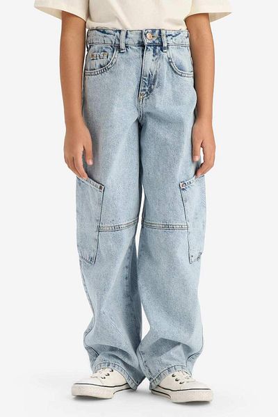 DeFacto New Season Girl's Baggy Fit Wide Loose Leg Jean Trousers