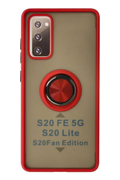 NewFace حافظة سامسونج جالاكسي S20 FE مونتريال من السيليكون مع حلقة - أحمر SPTGL