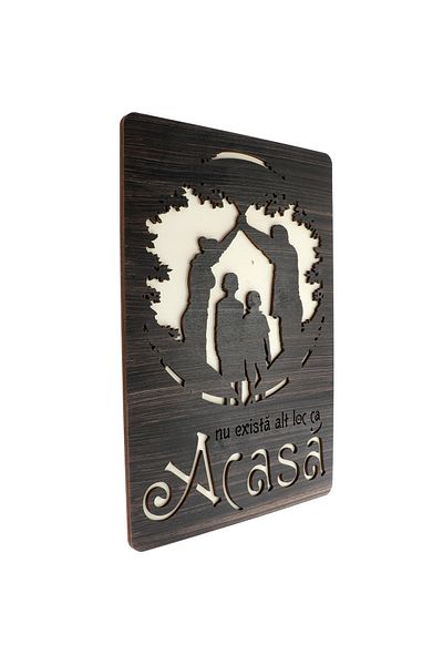 GiftExpress Tablou Lemn Wenge Acasa 40cm