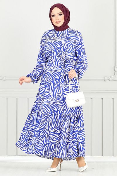 ModaMerve Patterned Viscose Dress 836Ozr1047-M Saks