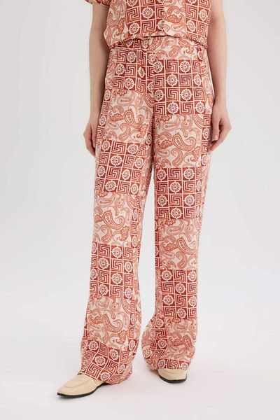 DeFacto New Season Regular Fit Wide Loose Leg Patterned Trousers