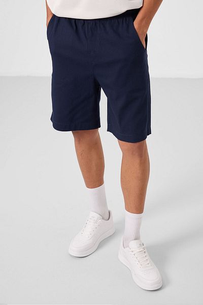 TOMMY LIFE Ανδρικό σορτς Chino με υφαντό ελαφρύ, ελαστικό μπλε Navy Blue - 81293