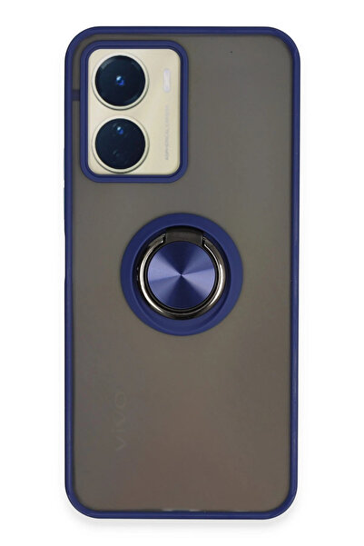 NewFace جراب Vivo Y16 غطاء سيليكون مونتريال مع حلقة - أزرق داكن ZRNET