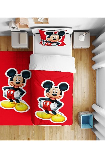 dekomingo Red Floor Boys Mouse Mickey Children's Bedspread