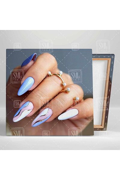 SML TABLO Lilac Balerina Oja Model de mână Detalii aurii Nail Artisti Pictură pe pânză pătrată
