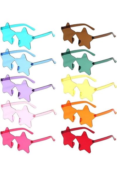 Hilcen Star Shaped Rimless Party Glasses 6 Colors 6 Pieces (5047)