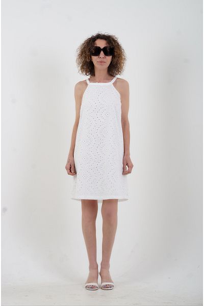 Zelish My Sister Ecru Neo Halter Neck Scallop Dress