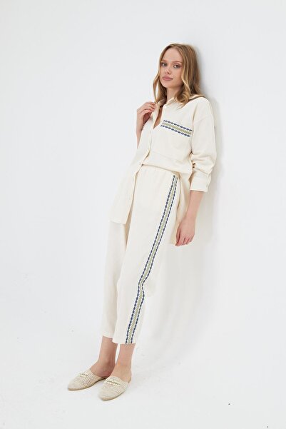 TIFFANY&TOMATO Yanları Nakışlı Gabardin Pantolon