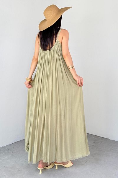 Cappmoda ELB-3173 Φόρεμα μίντι με επένδυση χακί