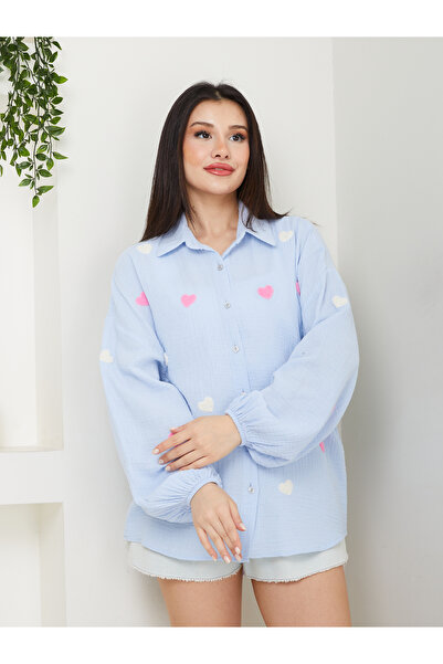 ABOUT US Cămașă brodată YAZLIK RELAX MOLD HEART # 2036