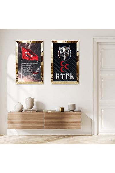 Zevahir Mobilya Dekorasyon ΣΕΤ ΤΟΥΡΚΙΚΗΣ ΣΤΑΥΡΟΥ ΜΟΝΤΕΡΝΟ ΔΙΠΛΟ ΤΡΑΠΕΖΙ MDF ΜΕ ΧΡΥΣΟ ΚΑΘΡΕΦΤΗ ΠΛΕΚΣΙ